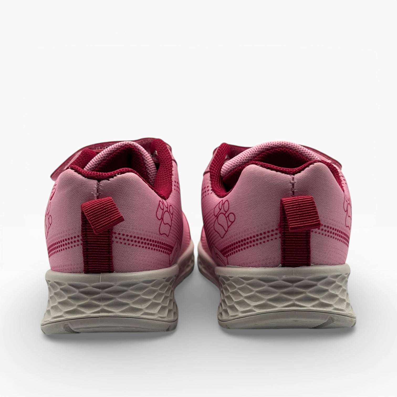 Baskets roses LA CHAUSSURERIE pour enfant, motif patte, semelle blanche, vue arrière