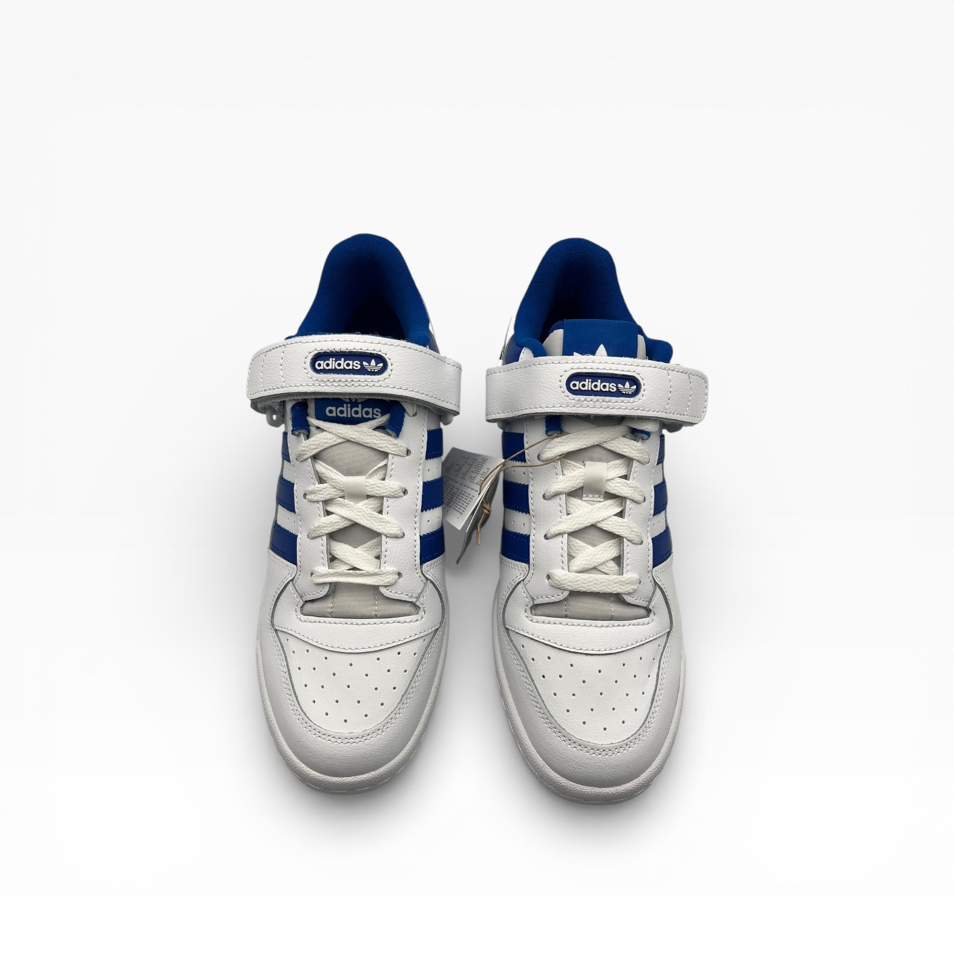 Baskets Adidas blanches et bleues avec scratch, photo produit LA CHAUSSURERIE