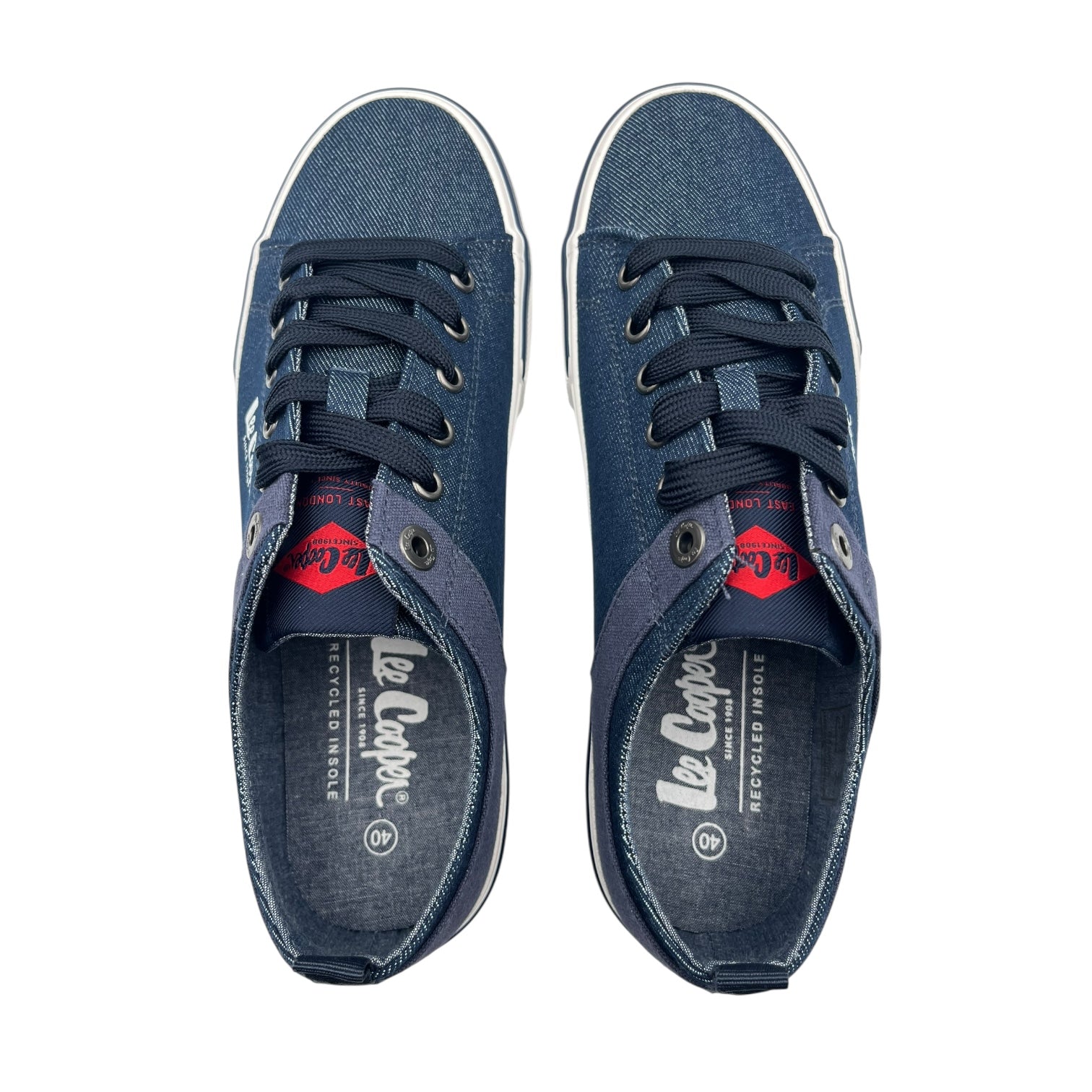 Baskets en toile bleu Lee Cooper pour homme, vues de dessus, disponibles chez LA CHAUSSURERIE