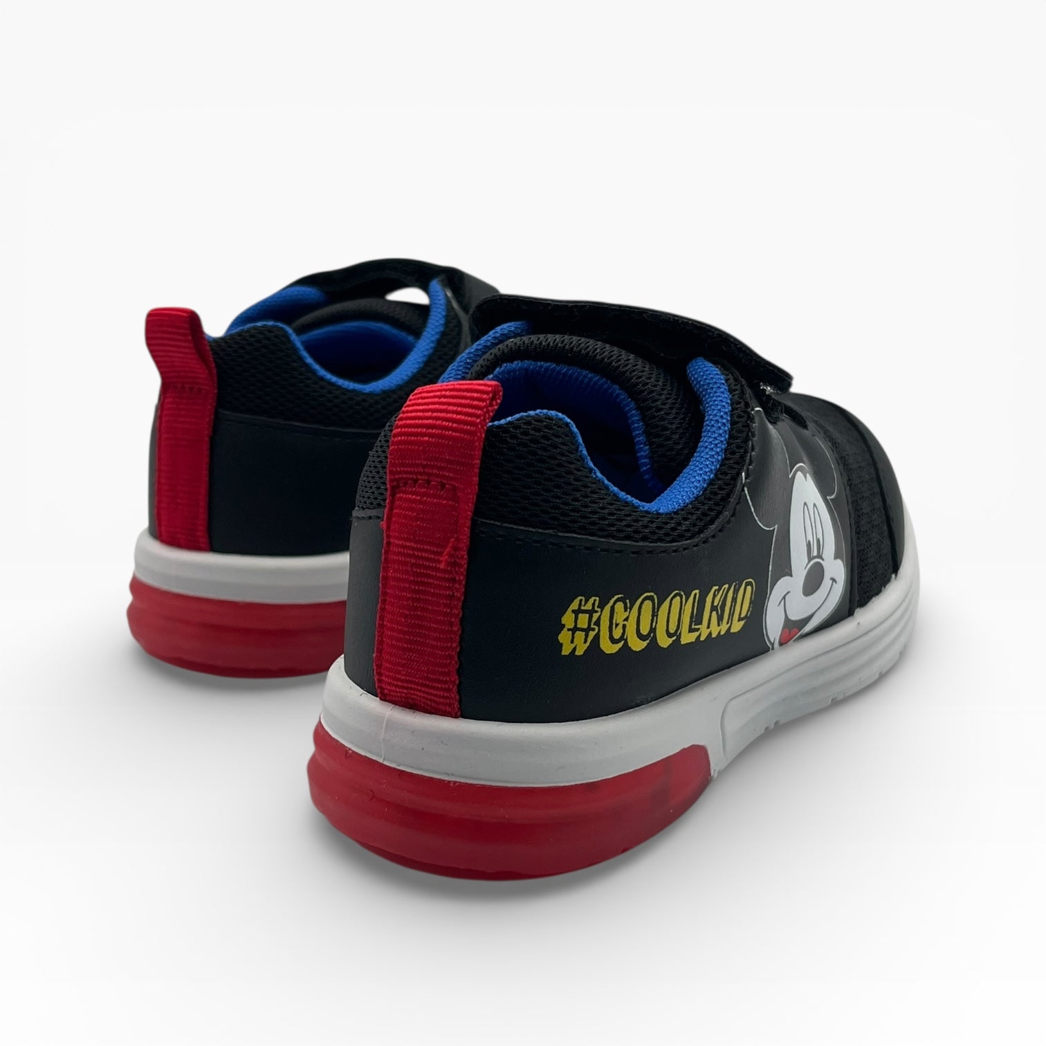 Baskets enfant noires à motif Mickey, semelle rouge, hashtag COOLKID, LA CHAUSSURERIE