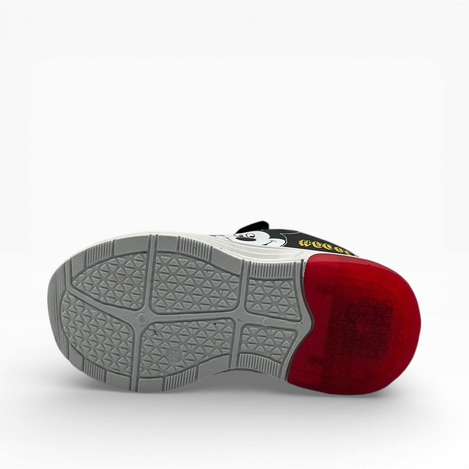 Semelle de basket enfant grise à motif, détail rouge, LA CHAUSSURERIE