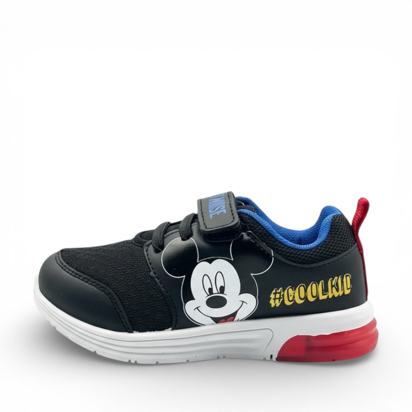 Basket enfant noire Mickey Mouse #COOLKID, semelle blanche, La Chaussurerie