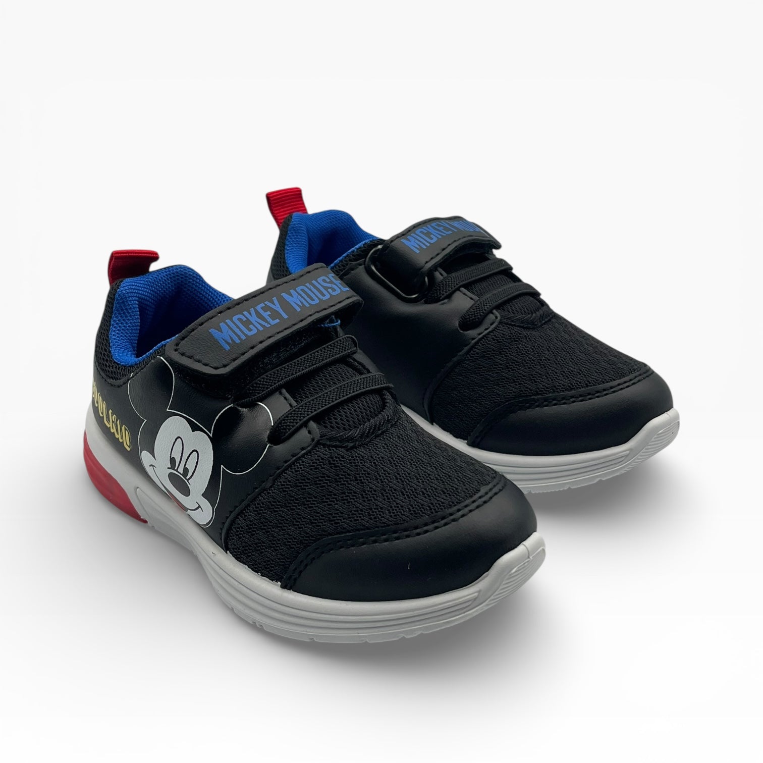 Baskets enfant noires Mickey Mouse avec scratch, semelle blanche, LA CHAUSSURERIE