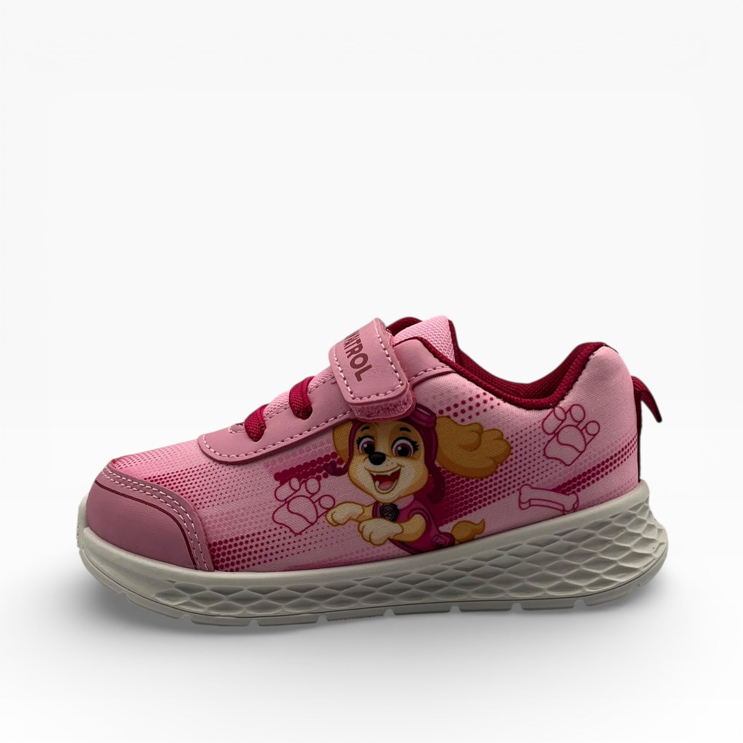 Baskets enfant roses motif chien dessin animé, semelle blanche, LA CHAUSSURERIE