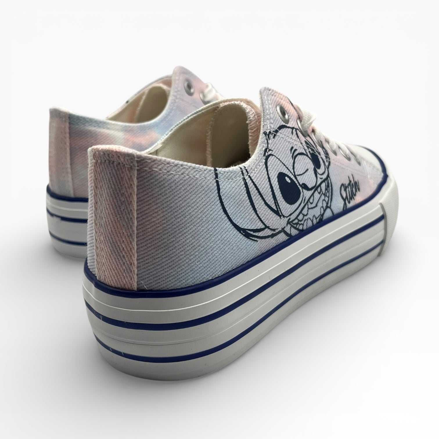 Baskets à plateforme LA CHAUSSURERIE, motif personnage animé, semelles épaisses rayées.