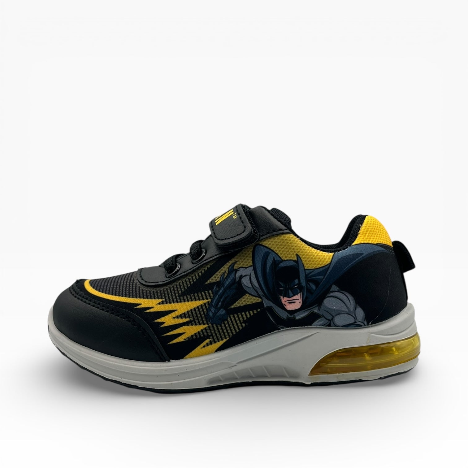 Baskets enfant noires et jaunes avec motif de super-héros, LA CHAUSSURERIE