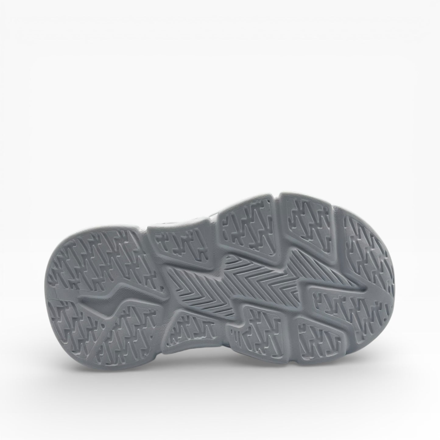 Semelle de chaussure grise texturée, vue de dessous, LA CHAUSSURERIE