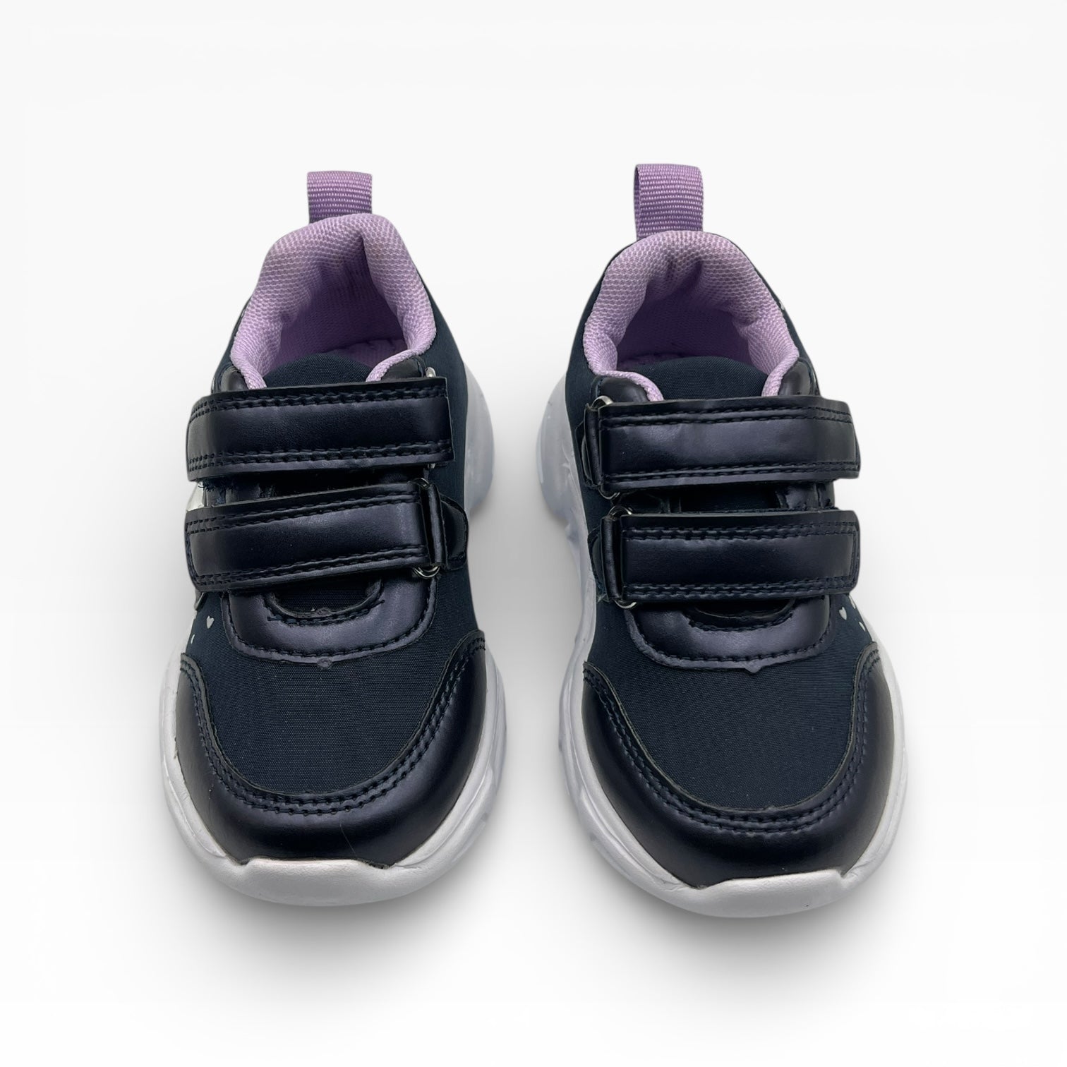 Baskets enfant bleu marine à scratch, semelles blanches, LA CHAUSSURERIE