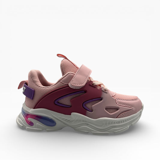 Baskets enfant rose et violet à scratch, semelle épaisse, LA CHAUSSURERIE.