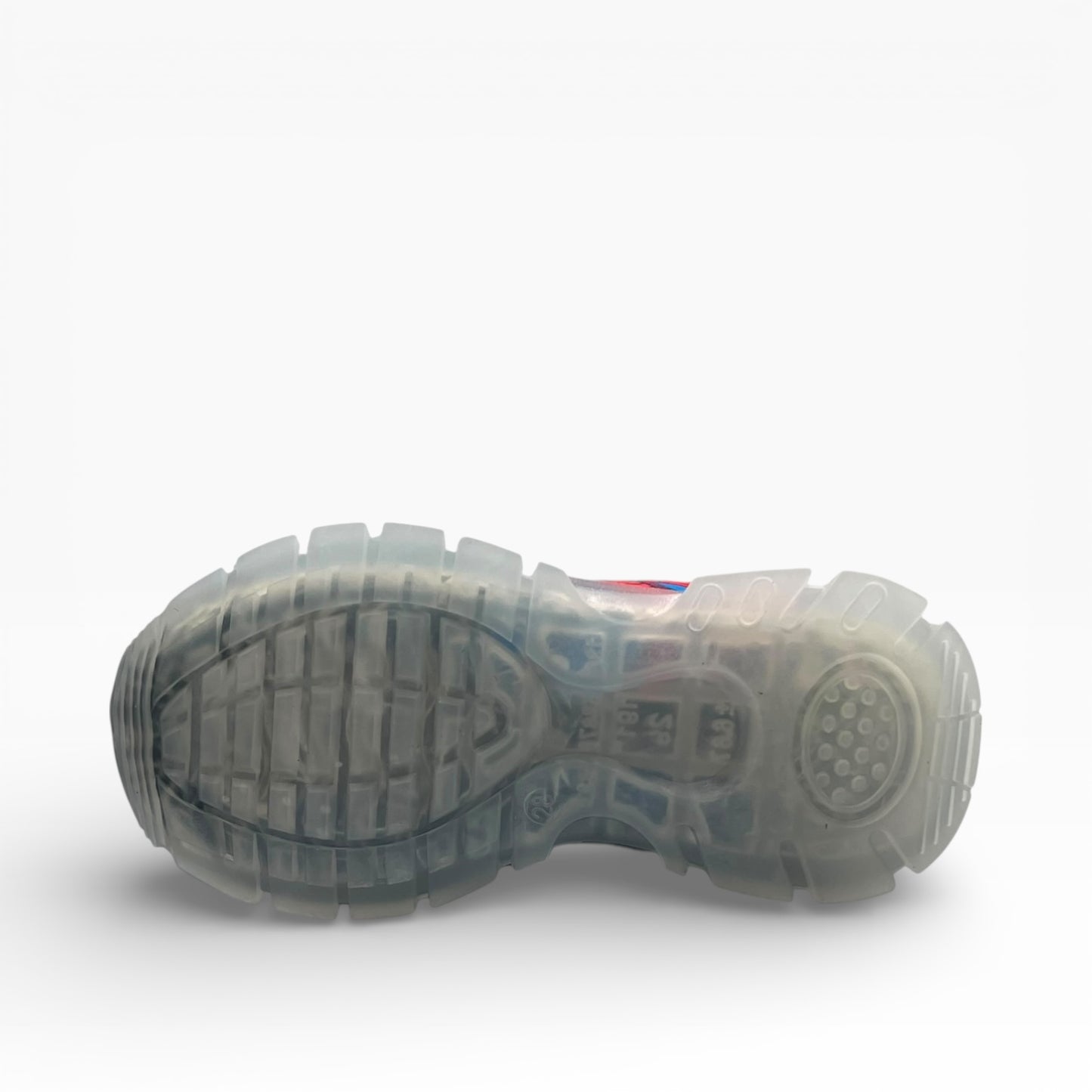 Semelle de chaussure transparente vue de dessous, LA CHAUSSURERIE, fond blanc