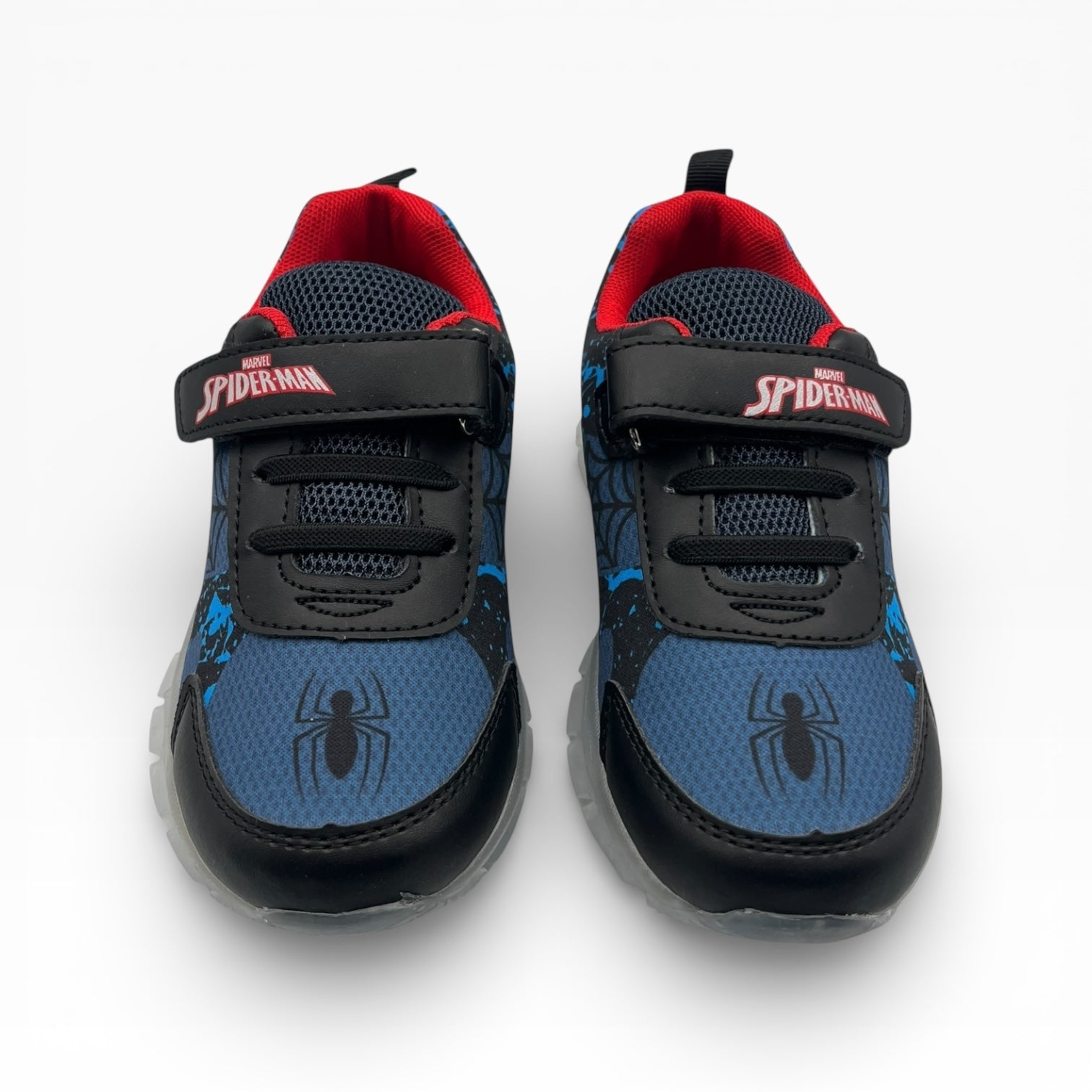 Baskets enfant Spiderman bleues et noires, motif araignée, LA CHAUSSURERIE