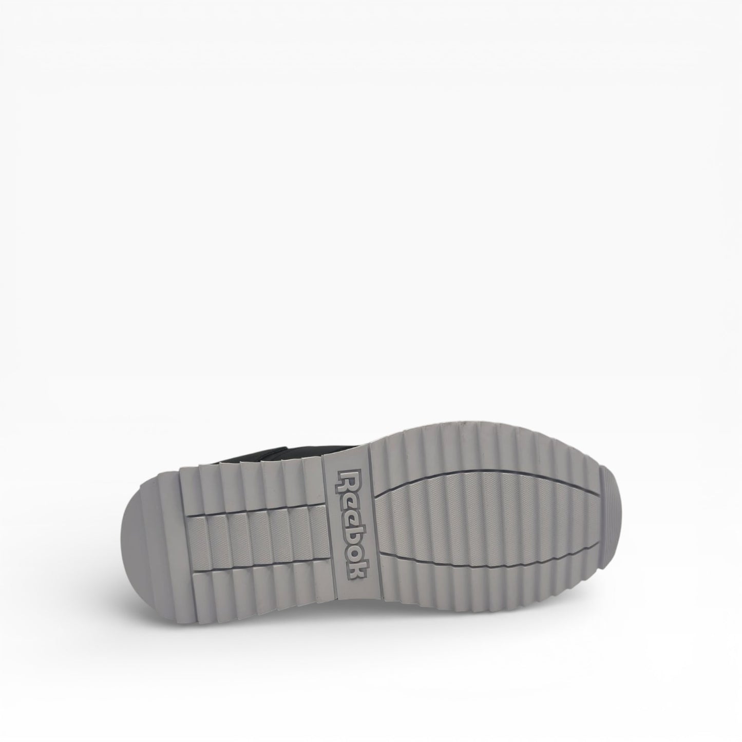 Semelle grise sneaker Reebok Glide Ripple noire et argent, vue dessous, LA CHAUSSURERIE