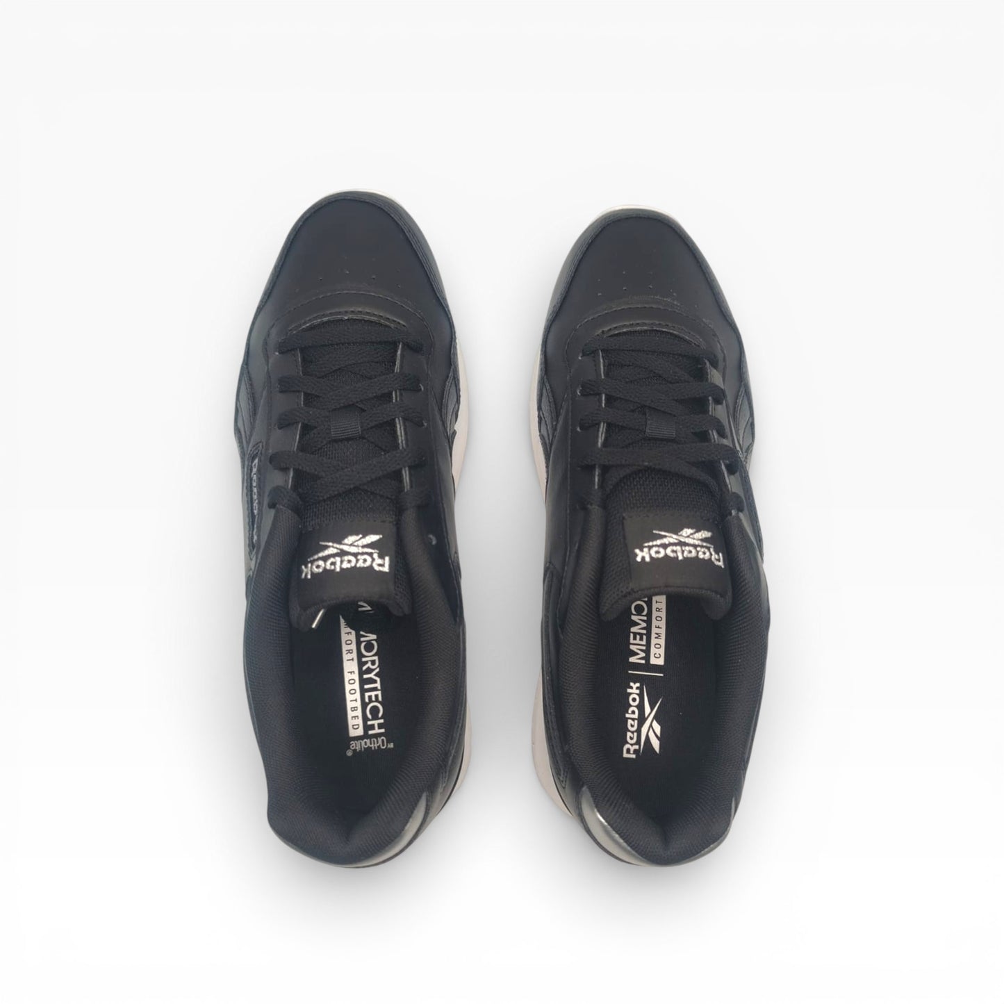 Baskets basses Reebok noires et argent vue du dessus, proposées par LA CHAUSSURERIE.