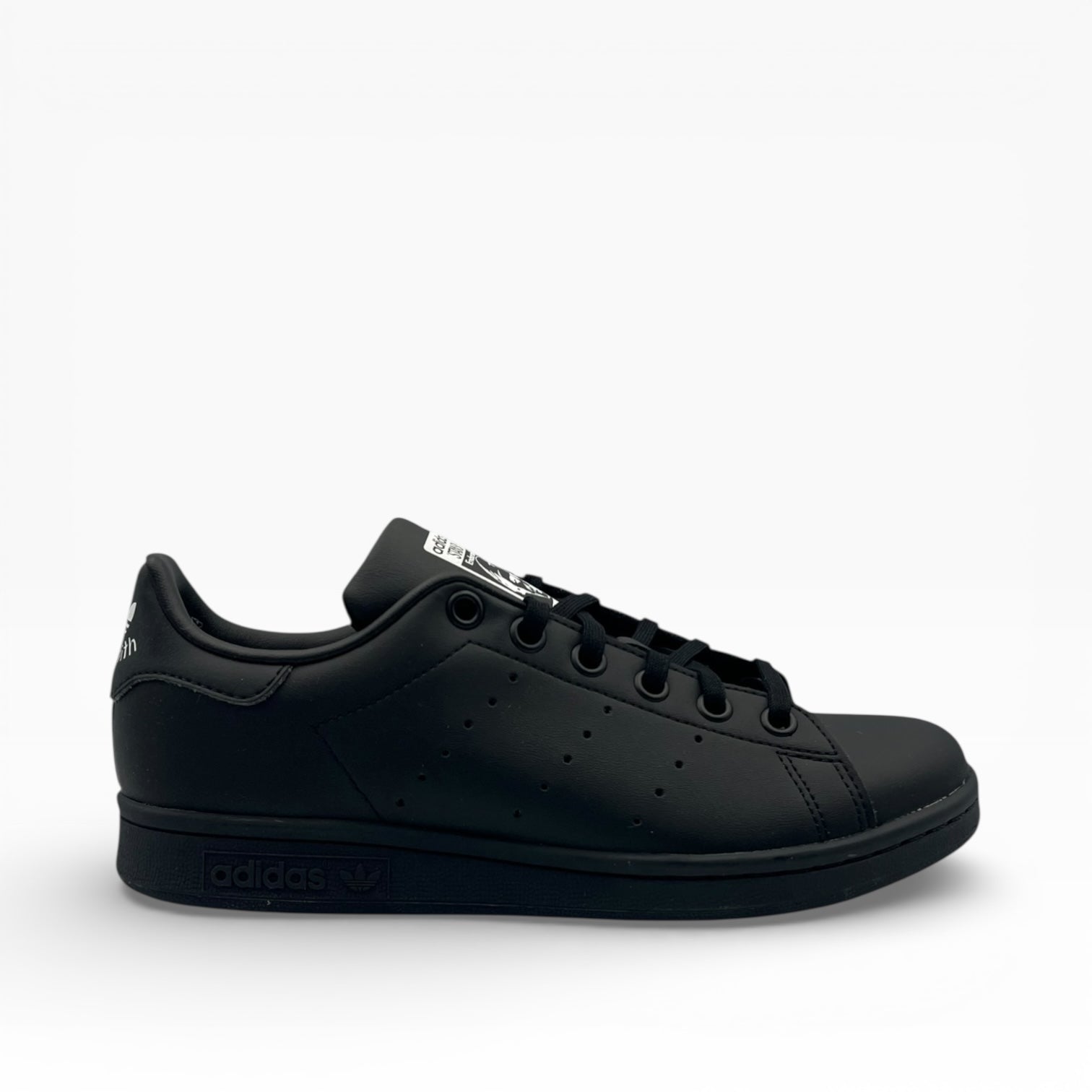 adidas Stan Smith noire profil sneaker homme sur fond blanc, LA CHAUSSURERIE