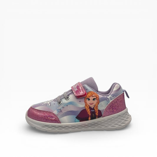 Basket fille La Chaussurerie Reine des Neiges, violette, motif Anna, paillettes rose