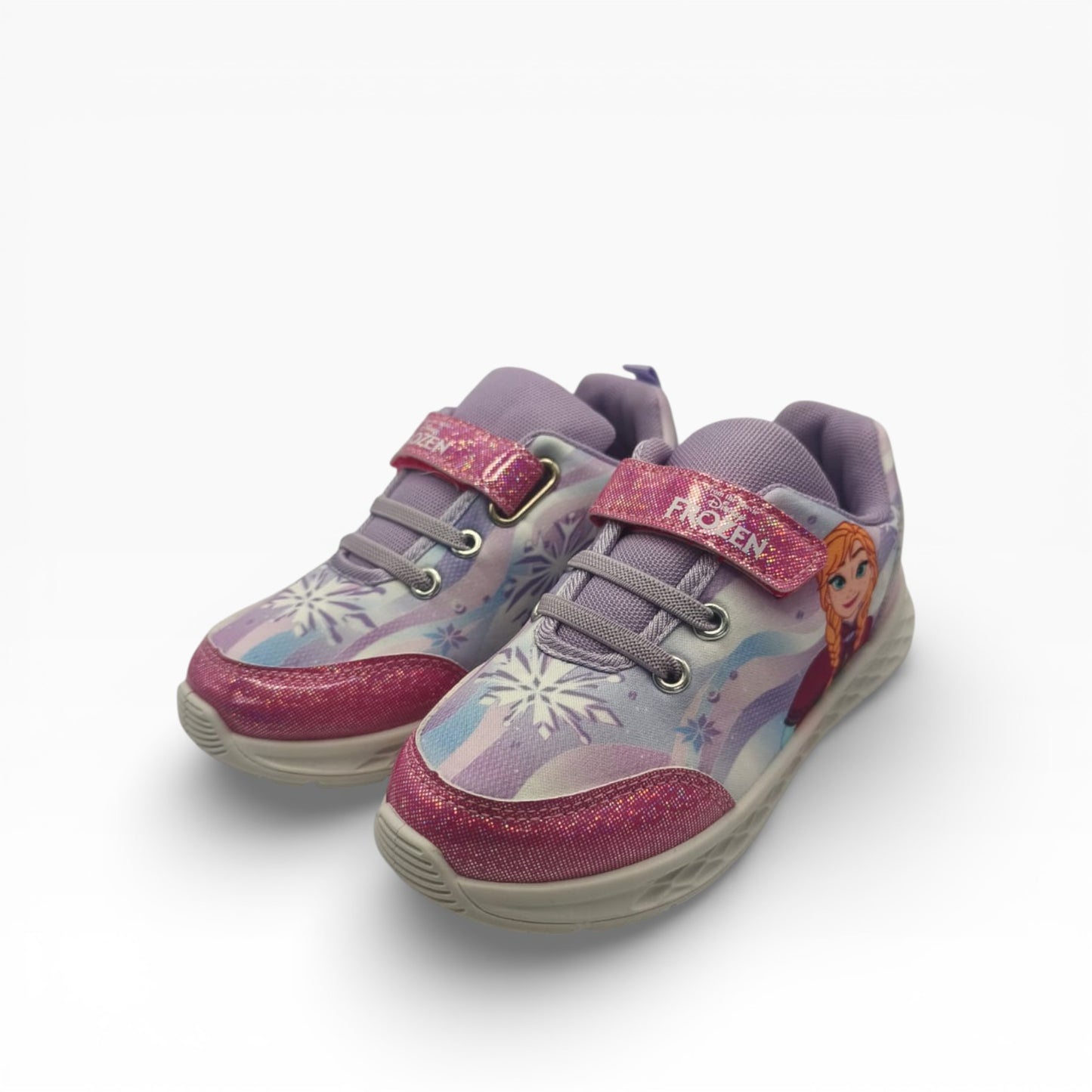 Baskets fille La Reine des Neiges Frozen avec paillettes, motifs Elsa et Anna, rose et violet