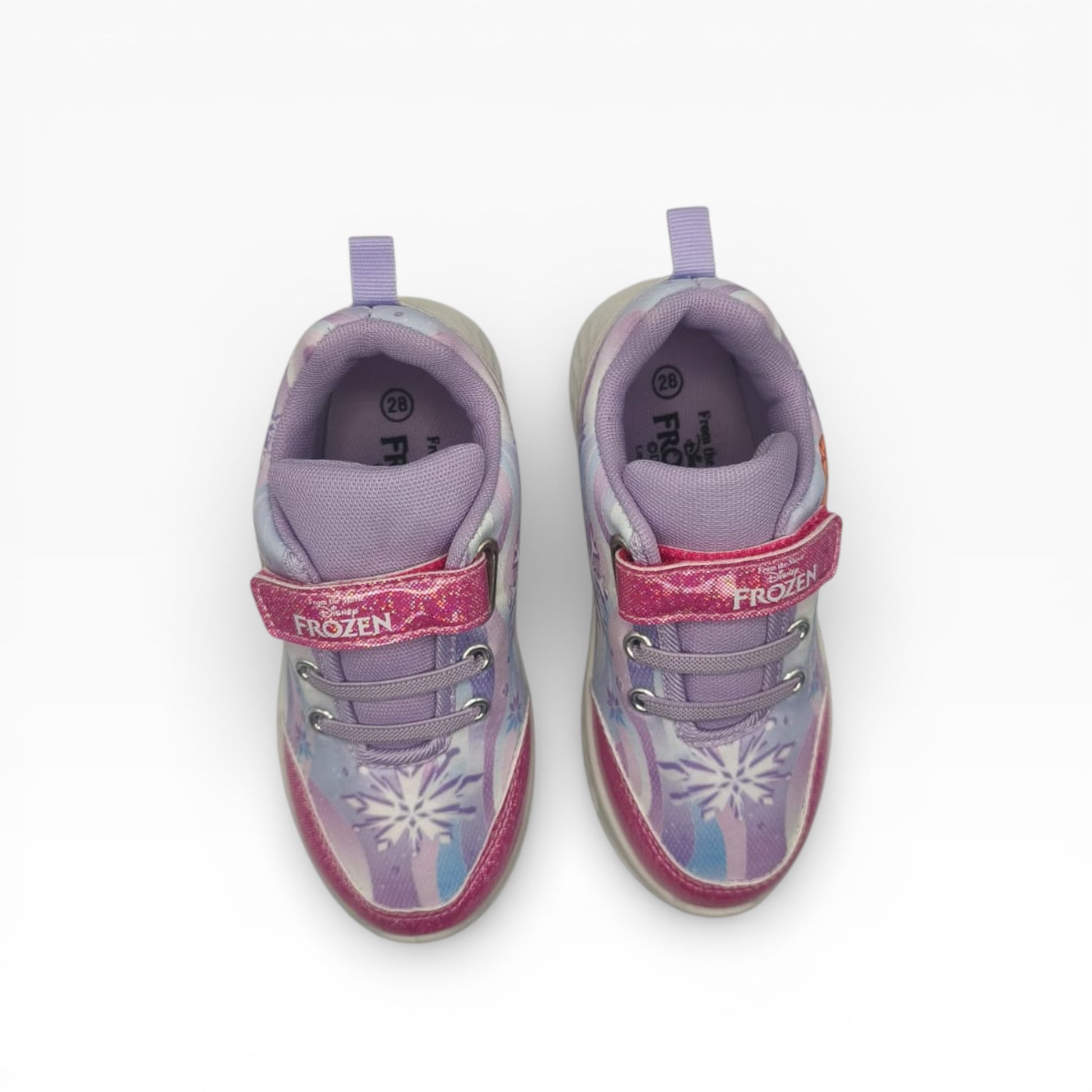 Baskets fille La Reine des Neiges Frozen, motifs Elsa Anna, paillettes, violet et rose