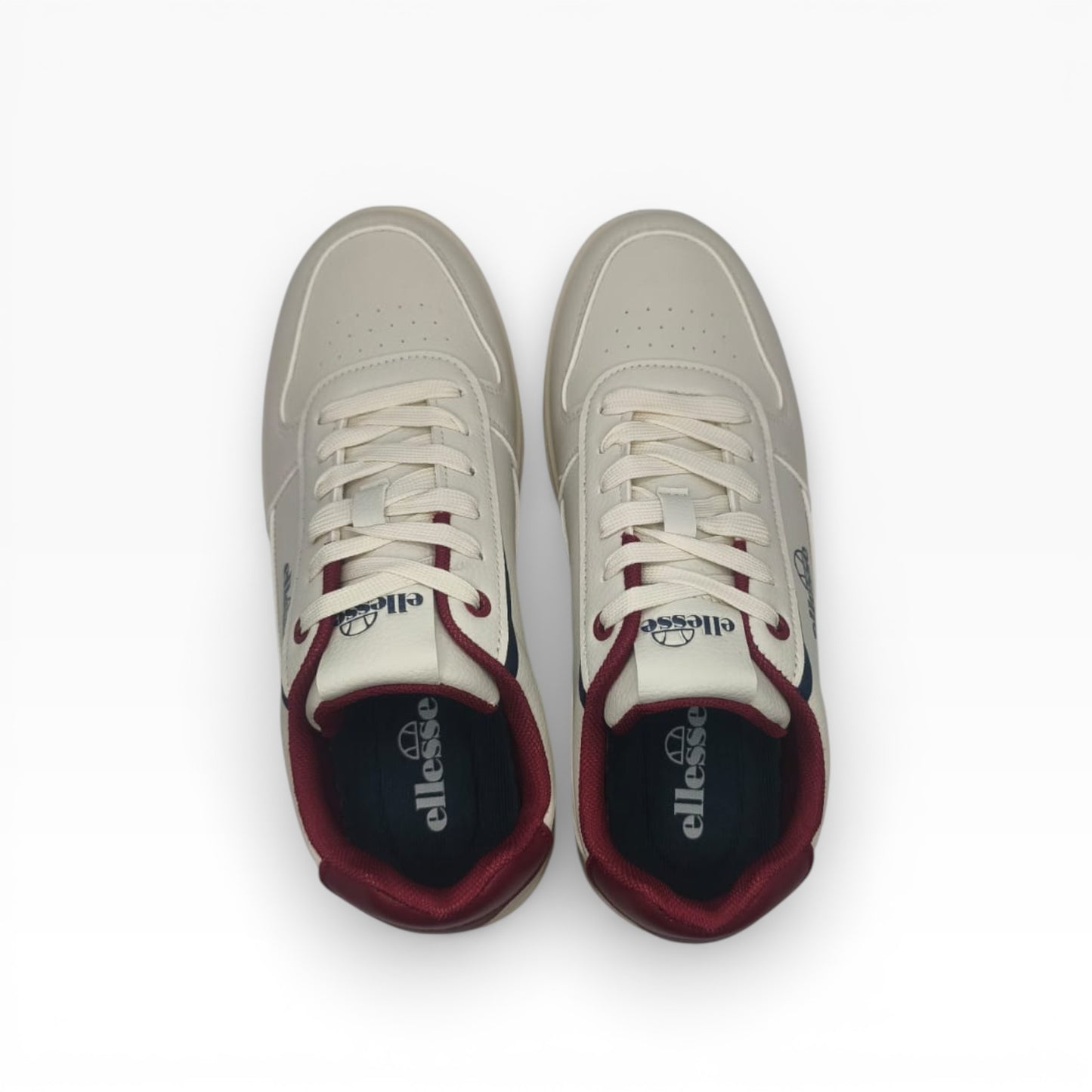 Baskets Ellesse homme beige et bordeaux, vue du dessus, LA CHAUSSURERIE