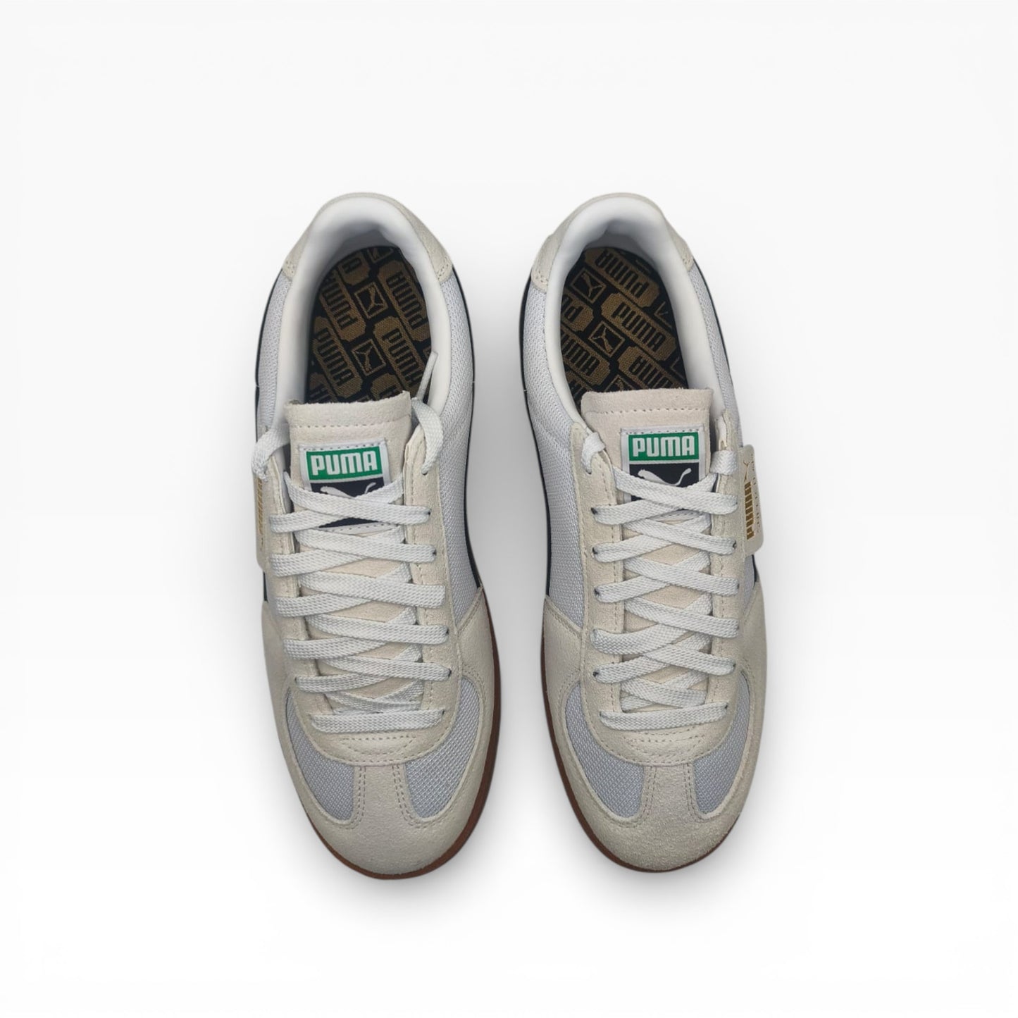 Baskets Puma Super Team OG grises en daim, semelle gomme, présentées par LA CHAUSSURERIE