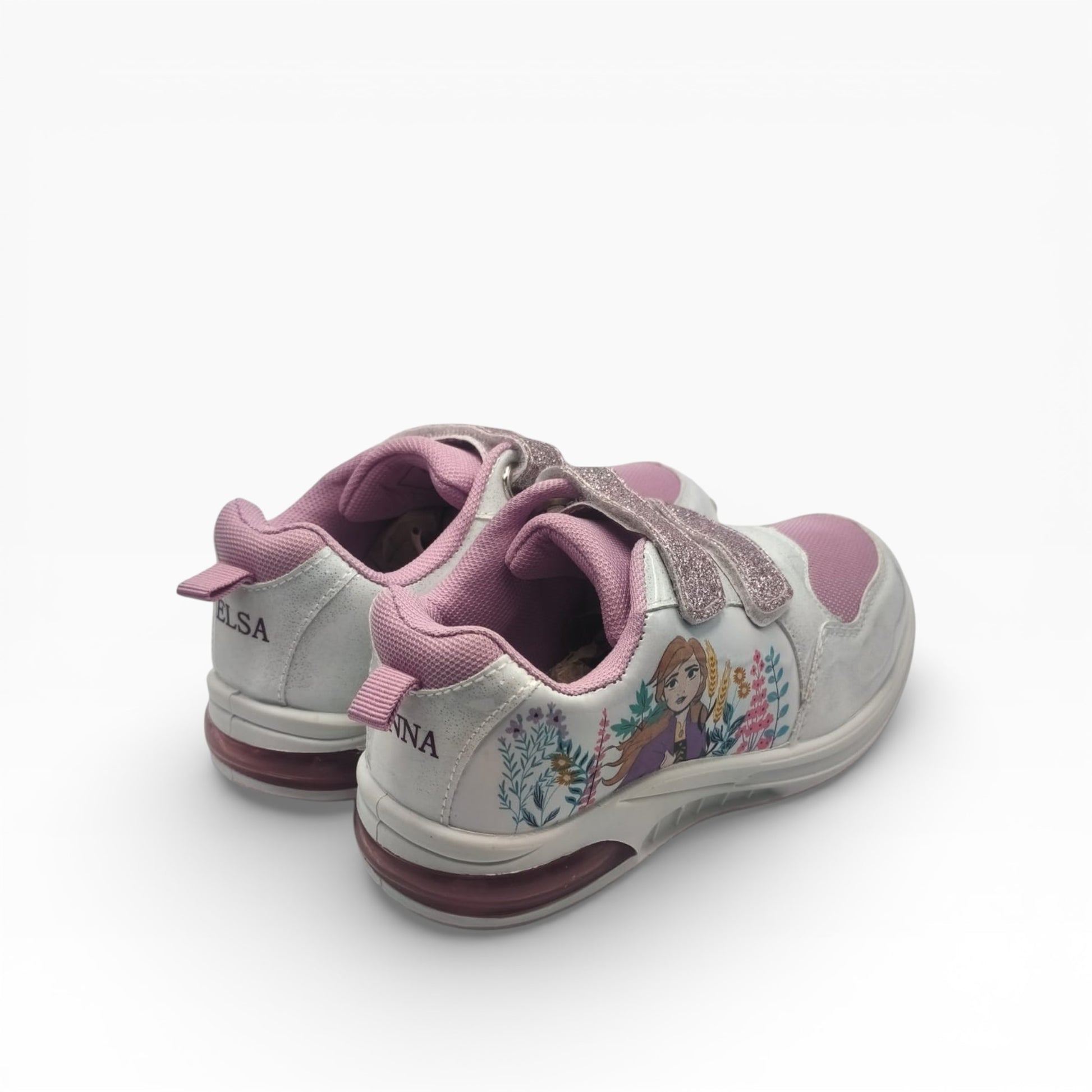 Baskets enfant Elsa Anna La Chaussurerie, blanches et roses à paillettes, motif floral