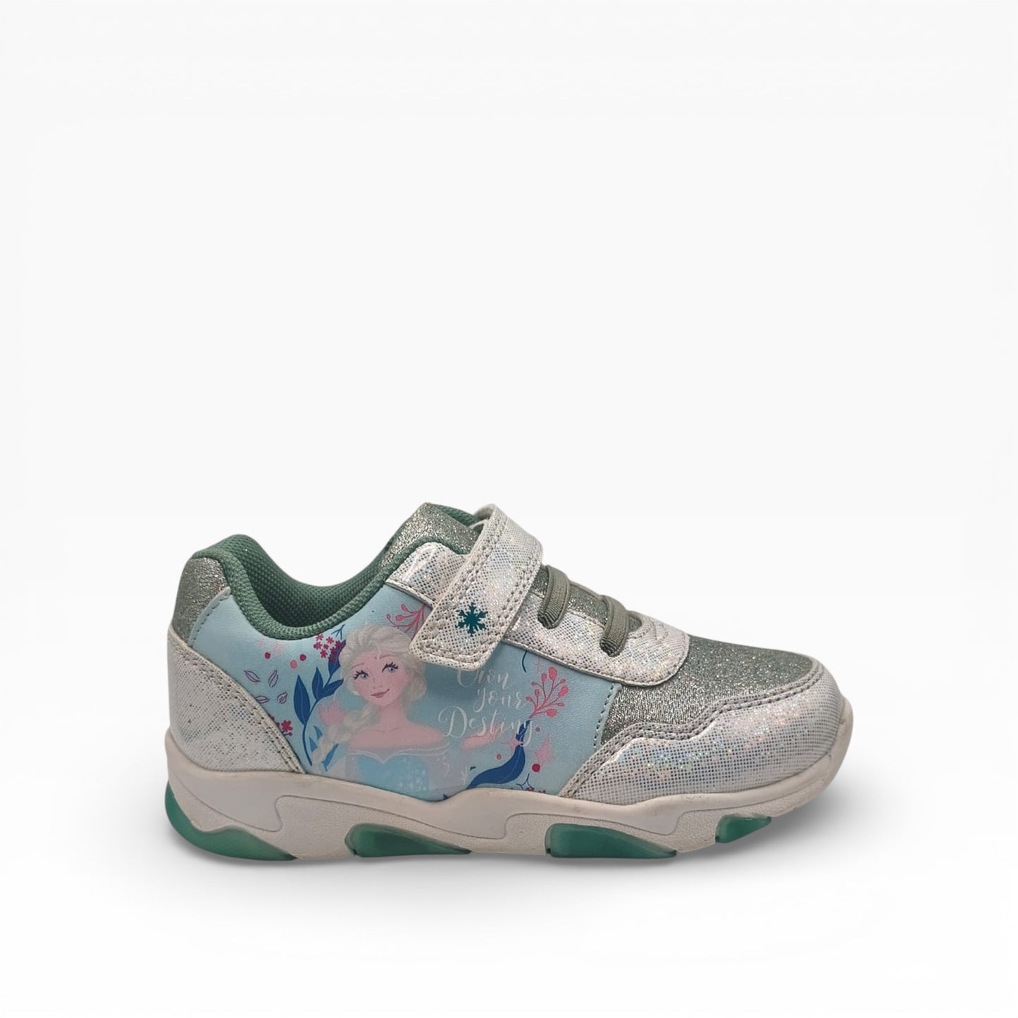 Baskets lumineuses enfant Reine des Neiges Elsa LED argentées, LA CHAUSSURERIE