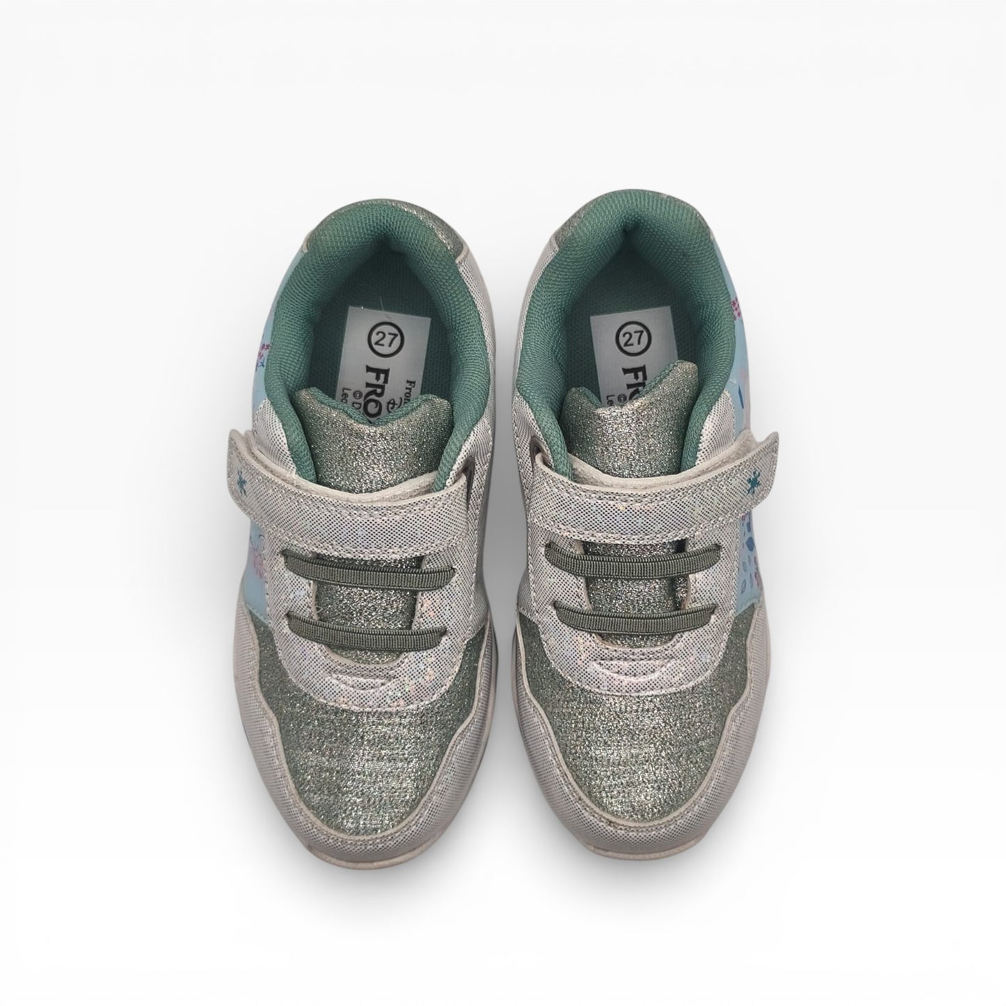 Baskets fille argentées à paillettes vues du dessus, chaussures enfant LA CHAUSSURERIE