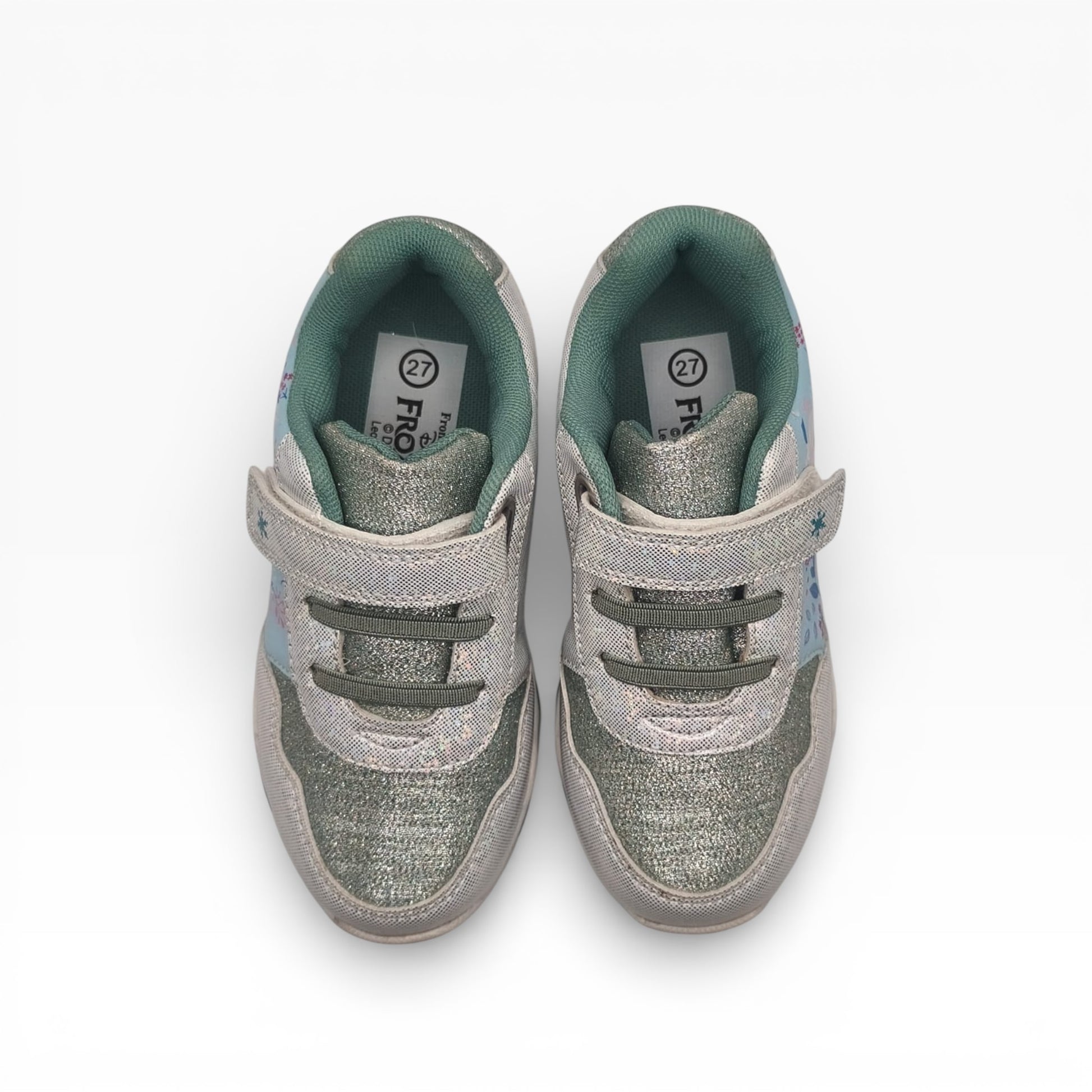 Baskets fille argentées à paillettes vues du dessus, chaussures enfant LA CHAUSSURERIE