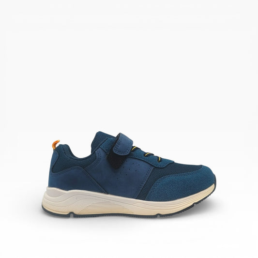 Chaussure garçon bleu marine à scratch, semelle épaisse, LA CHAUSSURERIE