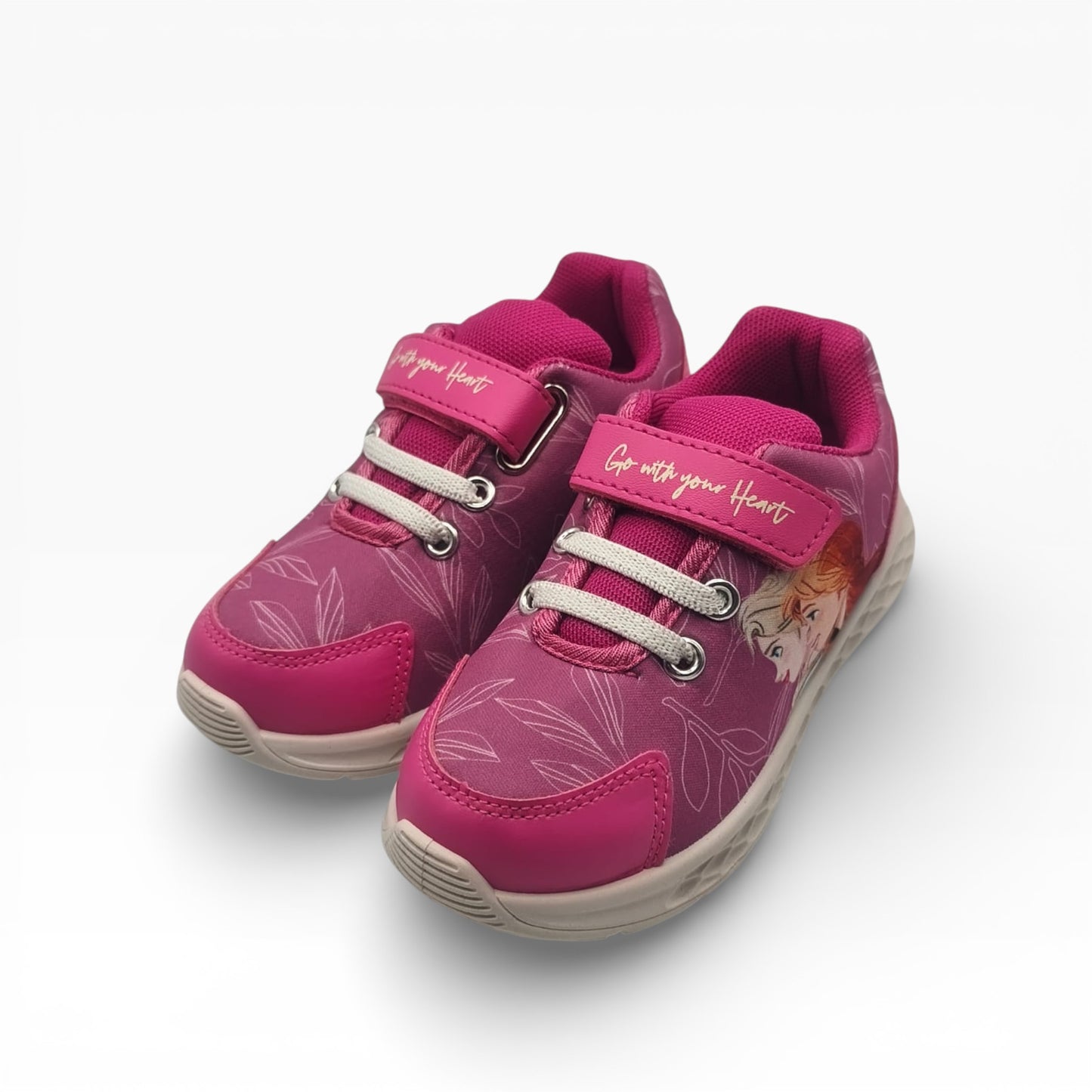 Baskets fille rose motif Reine des Neiges, lacets blancs, LA CHAUSSURERIE