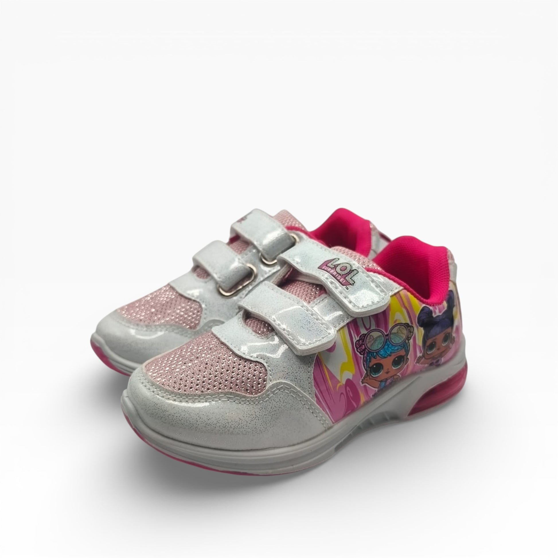 Baskets enfant lumineuses LOL Surprise roses à scratchs, motif personnages, LA CHAUSSURERIE