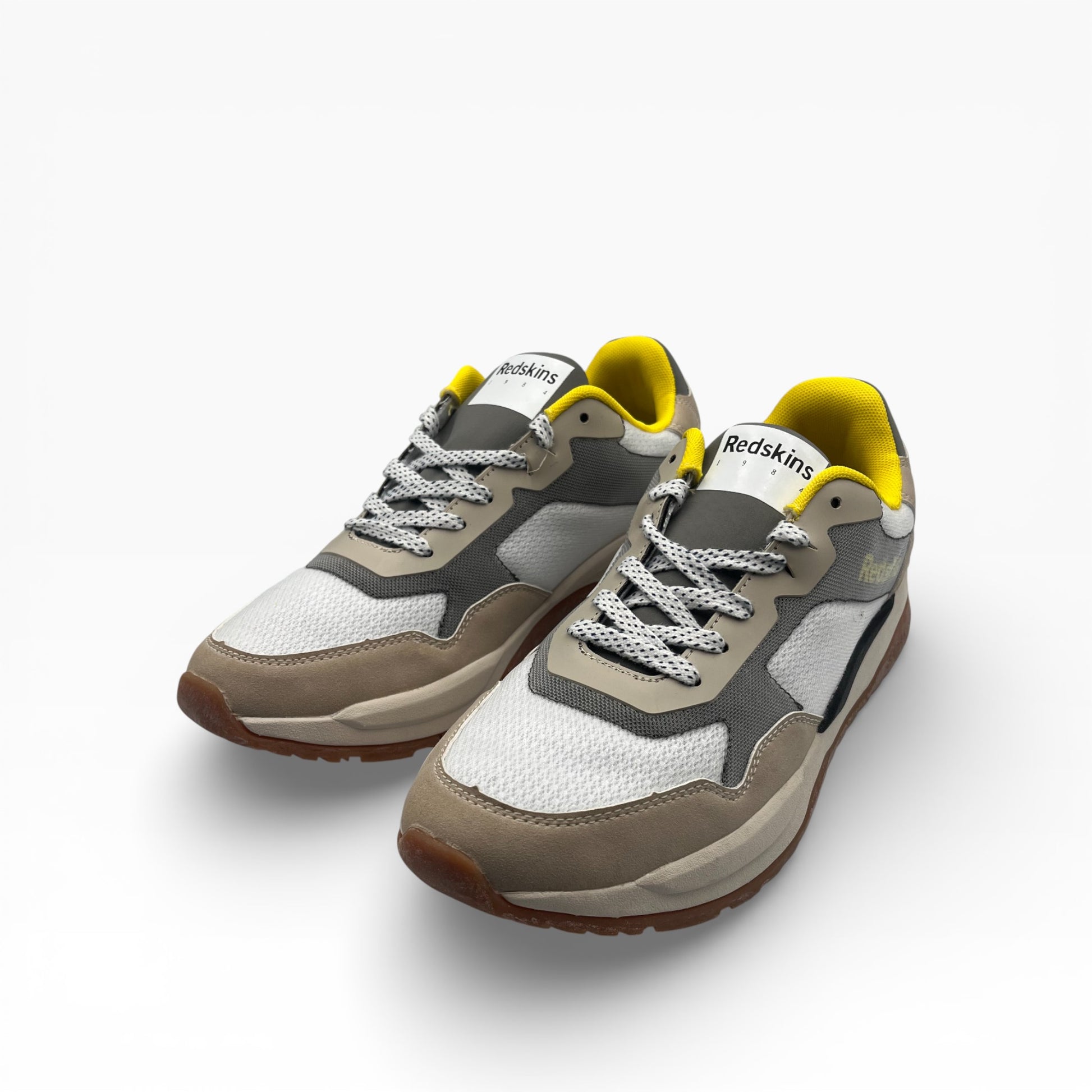 Sneakers homme Redskins Manille gris, blanc et jaune en mesh et daim, LA CHAUSSURERIE
